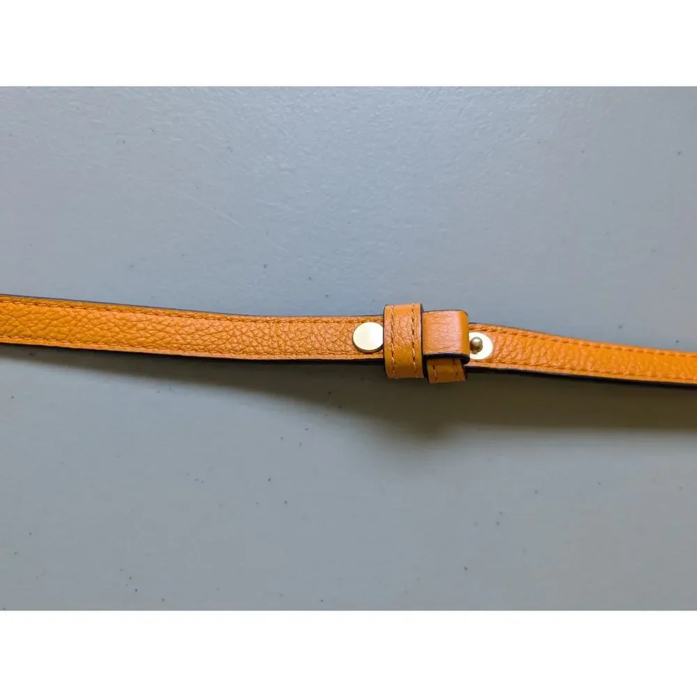 Tory Burch Lee Radziwill Pebbled Shoulder Bag Orange Citrine